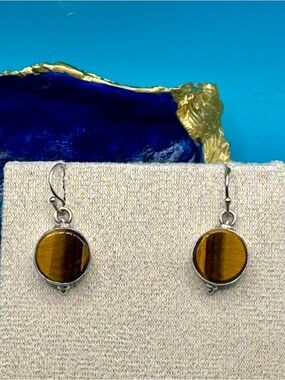 Tiger's Eye Drop Earrings - Sterling Silver